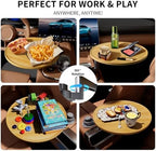 Car Tray & Car Desk for Laptop, 360° Rotating Wood Cup Holder Table, Steering Wheel Tray, Car Accessories for Women & Men,Compatible with Tesla Model Y/3/S, Ford F150/Explorer/Maverick & Most Vehicles - Image 6