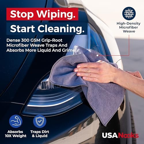 Microfiber Cleaning Cloth Grey - 100 Pcs (12.5"x12.5") - High Performance - 1200 Washes, Ultra Absorbent Microfiber Towel Weave Grime & Liquid for Streak-Free Mirror Shine - Car Washing Cloth - Image 6