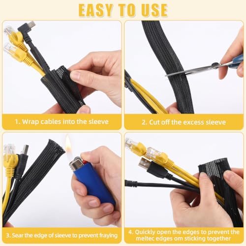128 Pcs 15.75" Under Desk Cable Management Kit, Cord Organizer Desk Wire Management System, Wire Tray, Clips, Ties, Sleeve, Loom Tubing for Home Office, Gaming, TV, Computer Setup - Image 4
