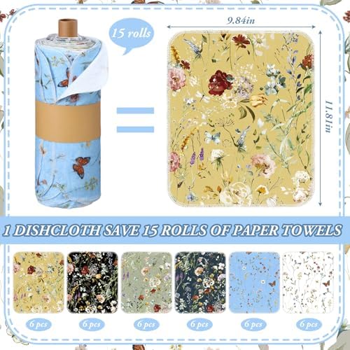 36 Pack Reusable Kitchen Cloths Cotton Towel, Rich Flowers - Image 2