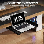 Under Desk Laptop Drawer, 22.8'' Wide Pull-Out Tray – Metal Perforated Bottom for Heat Dissipation, Sliding Track, Under-Desktop Storage for Laptop & Accessories - Image 3