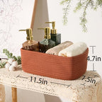 MiniArk Small Storage Baskets for Organizing | Closet Organizer Bins | Shelf Toy Basket | Woven Rope Baskets | Cube Decorative Box | Shallow Basket | 11.5x7.5x4.7” | 4 Packs Oxide Red - Image 3