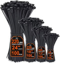 Zip Ties Heavy Duty Assorted Sizes(8”+12”+18”+24”), 400 Pack,Large Black Cable Ties,Multi-Purpose Self-Locking Nylon Cable Cord Management, Long Plastic Wire Ties for indoor and outdoor use. by HAVEMETD