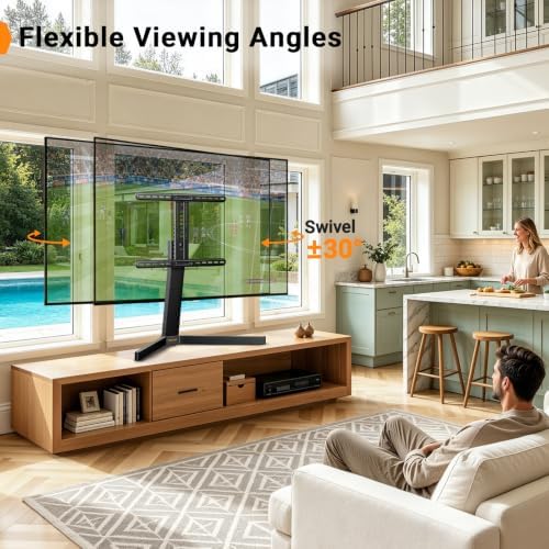 Perlegear Swivel TV Stand with Power Outlet for 42–90" TVs up to 132 lbs - Image 5