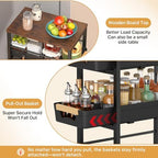 SUNALLY Slim Storage Cart with Wheels, Narrow Kitchen Rolling Cart, Black - Image 2