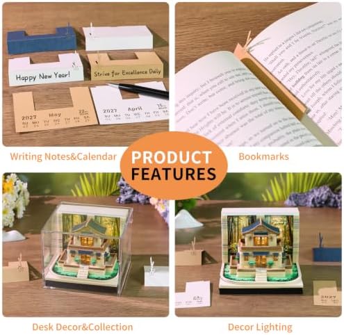 3D Memo Pad, 3D Calendar 2027, Time Piece Calendar, Tear-Off Calendars 2027, 3D Paper Carving Art Memo Pad, Art Carving Sticky Notes for Office Home Gifts Ornaments (Leisurely Courtyard) - Image 5