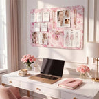 Sintuff Fabric Cork Pinboard for Dorm Wall Decor 30x20'', Cute Pink Floral - Image 4