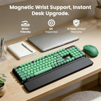 Wireless Keyboard Mouse, Magnetic Wrist Rest, Round Keycaps, Green & Black - Image 2