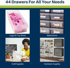 Akro-Mils 44-Drawer Plastic Drawer Storage Cabinet for Garage Organization, Bead Organizer, Building Bricks Storage, Teacher Toolbox, Makeup Organizer, 20-Inch W x 6-Inch D x 16-Inch H, 10144 White - Image 5