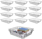 12 Pack Desk Drawer Organizer Letter Tray – Stackable Metal Mesh Wire Paper Trays | A4 Paper Document Desk Basket with Smooth Edges | Rust Proof Storage Tray for Home Office School Desk by ElyelsannsBaby