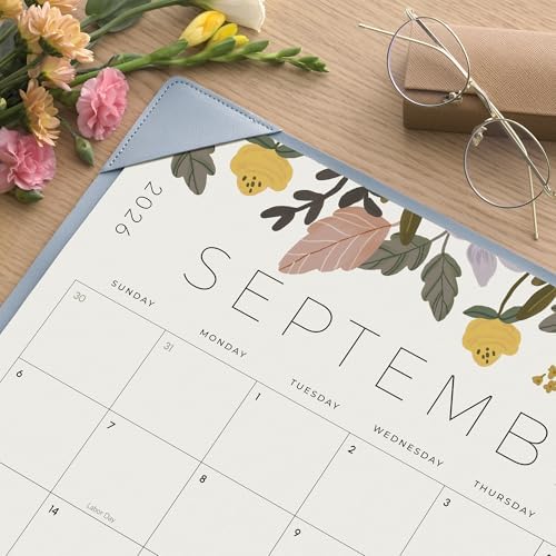 Desk Calendar 2027 with Desktop Mat, Cabbrix Large Desk Pad Calendar 22 x 17 Inch 18 Months Runs From January 2027 to June 2028, Floral Design Calendar 2027 for Home School and Office (Blue) - Image 3