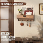 Rebee Vision Key Holder Wall Mount with Drawer for Home Decor, Brown - Image 2
