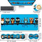 Keyboard Wrist Rest and Mouse Pad with Wrist Support Set Ergonomic Coaster,Memory Foam,Easy Typing Pain Relief,Large XL Desk Mat 31.5"x 11.8",Cute Owls on a Branch - Image 2