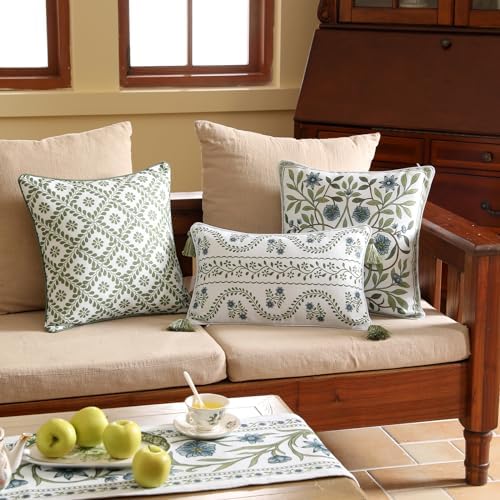 ISAENNE Designer Linen Throw Pillow Cover,Set of 2,18"x18"-Mosella C - Image 6