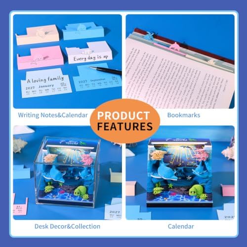 3D Calendar 2027,Time Piece Calendar 2027,Cute Ocean World 3D Art Notepad Calendars,3D Memo Pad,Tear Away Calendars,Christmas Gift,New Year Gift (Underwater World) - Image 5