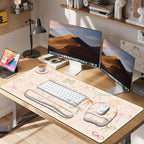 Apricot Mouse Pad with Wrist Support 4 in1 Set, XXL Big Game Mousepad + Keyboard Wrist Rest + Mouse Wrist Rest Pad +Coaster Gaming Mat for Home Office Work Computer I Colorful Cute Girl's Bow - Image 6