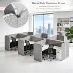 SAINTCY 2 Person Office Cubicles Workstations, Modular L Shaped Workstation with Power Outlets & Lockable Drawer Storage Cabinet, Computer Desk for Home Office - Image 3