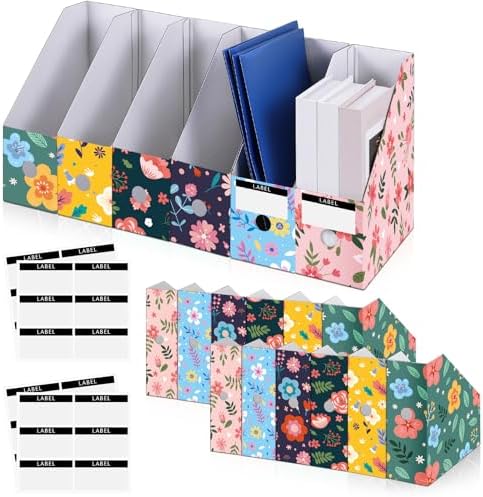 PerKoop 12 Pcs Decorative Magazine File Holders Foldable, Flower Design by PerKoop