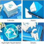 3D Calendar 2027, Desk Time Piece Calendar 2027,Tear-Away 3D Paper Art Notepad w LED Lights,Creative 3D Memo Artsy Pad Calendars, DIY Paper Carving Gift (Blue Earth) - Image 5