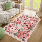 DUKINO 4x6 Area Rug, Non Slip Floral Washable Rug for Living Room, Pink - Image 5