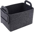 Minoisome Storage Basket Felt Storage Bin Collapsible& Convenient Box Organizer with Carry Handles for Office Bedroom Closet Babies Nursery Toys Laundry (Dark grey, 15.7inch（L）×11inch（W）×10inch（H）) by Unknown