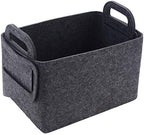 Minoisome Storage Basket Felt Storage Bin Collapsible& Convenient Box Organizer with Carry Handles for Office Bedroom Closet Babies Nursery Toys Laundry (Dark grey, 15.7inch（L）×11inch（W）×10inch（H）) by Unknown