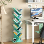 10 Tier Tree Book Shelf, Floor Standing Wood Bookshelf for Narrow Space - Image 2