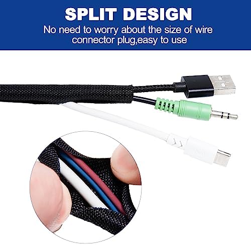 Split-Sleeve Wire Loom for High-Temperature Automotive Harness and Home Cable Management, 25ft - 3/8 inch Braided Cable Management Sleeve Cord Protector, Self-Wrapping Split Wire Loom - Image 5