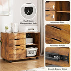 DUMOS 3-Drawer Rolling File Cabinet, Wooden Printer Stand with Storage - Image 5