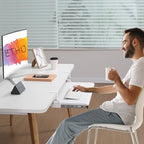 ETHU Small Keyboard Tray Under Desk with Metal Rail, 19.7x11.8", White - Image 5