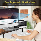 Across-Star Dual-Monitor-Stand-Riser-For-Desk Adjustable Length 32-40 Inch，Large Desktop Computer Monitor Riser For 2 Screens，Desk Shelf Organizer Riser Stand For Computer/Laptop/PC/Printer/TV Black - Image 5