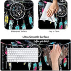 Large Gaming Mouse Pad+ Keyboard Wrist Rest Set, Ergonomics Memory Foam Mouse Mat Wrist Rest Support for Home Office, Waterproof Extended Mousepad 31.5x11.8in, Dream Catcher Black Desk Pad - Image 2