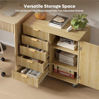 Bestier Office Storage Cabinet with 5 Drawer Adjustable Shelf, Oak - Image 3