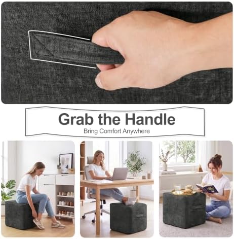 Hobestluk Square Boucle Pouf Ottoman Foot Rest Stool for Living Room Couch - Image 3