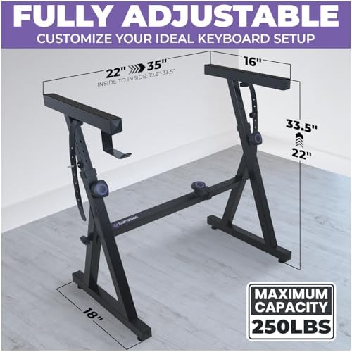 Liquid Stands Piano Keyboard Stand - Z Style Adjustable and Portable Heavy Duty Music Stand for Kids and Adults -Fits 54-88 Key Electric Pianos - Sturdy Musical Keyboard Stand (Black) - Image 2
