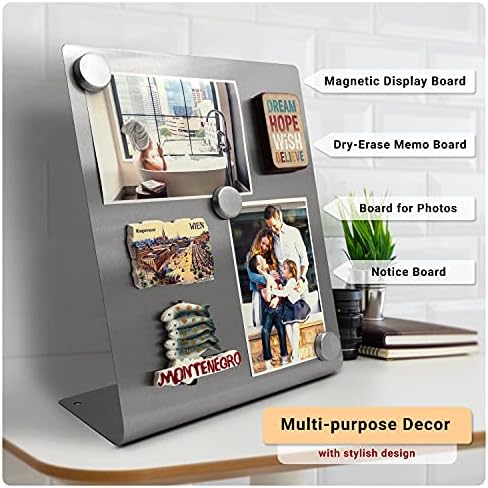 Large Magnetic Bulletin Board for Tabletops – Dry Erase Memo Board with Stand – Metal Easel for Magnet Display – 12x10 Inches + 4 Magnets - Image 3