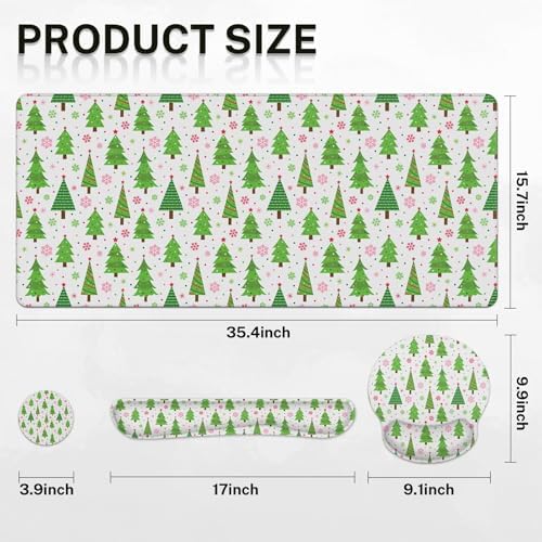 Britimes Keyboard Mouse Pad Set, 4 in 1 Desk Mat Set, Winter Snowflakes - Image 2