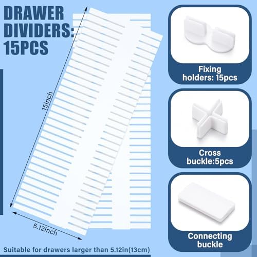 15 Pcs 5.12 Tall Drawer Divider Adjustable Drawer Organizer,White - Image 2