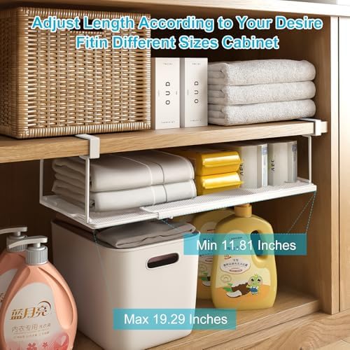 2 Pack Hanging Under Shelf Storage Basket, Expandable Organizer for Cabinets Pantry Shelves - Image 2
