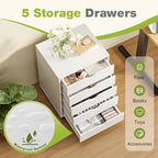 DUMOS 5 Drawer File Cabinet Mobile Vertical Filing Cabinet Wood Storage Dresser with Wheels Rolling Under Desk Printer Stand Organizer for Office Home Bedroom - Image 4