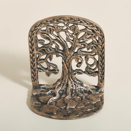Tree of Life Bookends Set Heavy Duty Metal Book Ends for Shelves | Antique Brass Iron Decorative Bookend Pair for Home, Office, Library or Study | Elegant Vintage Style Book Holder Décor - Image 6