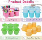 6 Pack Classroom Caddy With Handle for School Supplies, Pastel - Image 3