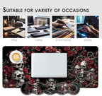 Large Keyboard Mouse Pad Set, Extended Mouse Pad+Keyboard Wrist Rest Support, Memory Foam Ergonomic Easy Typing, 4Pcs (31.5×11.8 in) Desk Pad Set for Office Home,Rose Skull - Image 7