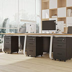 Panana 3 Drawer Wood Mobile File Cabinet, Under Desk Storage Drawers Small File Cabinet for Home Office (Black) - Image 2
