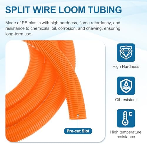 MECCANIXITY 1 1/2" 20ft Split Wire Loom Tubing w/Installation Tool Orange - Image 3