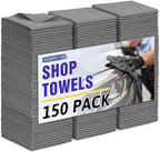 Microfiber Cleaning Cloth,150 Pack Grey Cleaning Rags, Bulk All-Purpose Lint-Free Shop Towels Wipes, Commercial Micro Fiber Cleaning Towels Washcloth for Car Garage Housekeeping 11.5"*11.5" by HOMERHYME