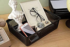 Eslite A4 Size Plastic Storage Basket,Desktop File Paper Letter Organizer Tray, 6-Packs (White+Black) - Image 4