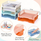 ZZYFGH 6 Pack in Trays for Teachers, Plastic Classroom Paper Organizers, Colorful Storage Baskets for Office, Stackable Office Desktop Document Paper Storage(13.4 * 9.5 * 2.7in) - Image 2