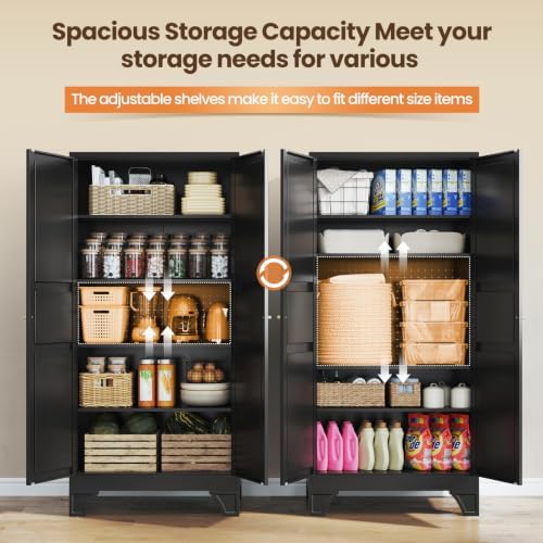 Yizosh Metal Pantry Storage Cabinet Kitchen Cabinet Kitchen Pantry - Image 5
