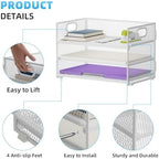 Marbrasse 3 Tier Paper Organizer Letter Tray, Mesh File Organizer with Handle, Paper Sorter Desk Organizer for Home Office Supplies - 2p White - Image 4